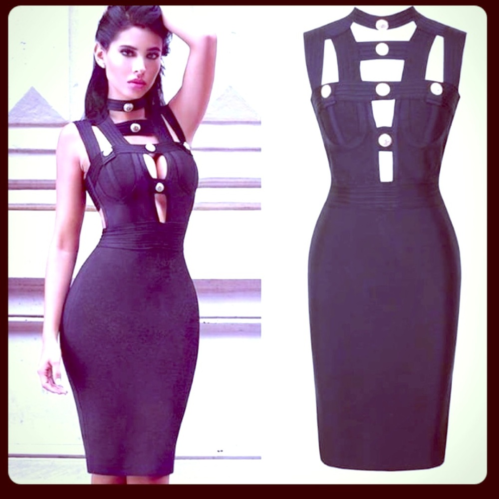 Super Sexy Bodycon Dress in Black with Studs